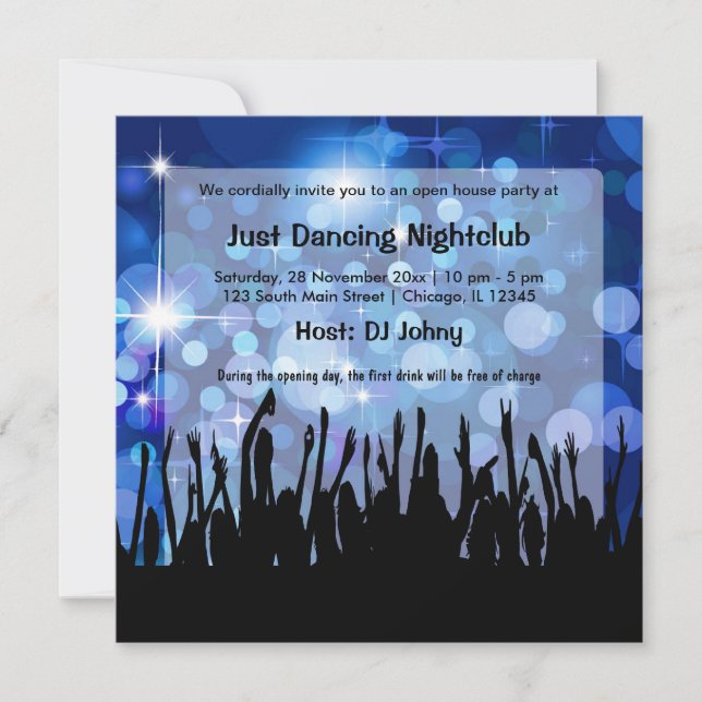 Invitation Boîte de nuit pour la soirée d'ouverture (Devant)