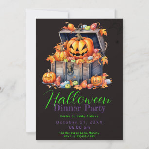 Invitation Boite en bois de bonbon Black Diner d'Halloween