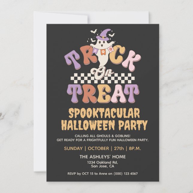Invitation Boite personnalisée Ghost mignon Trick or Treat Ha (Devant)