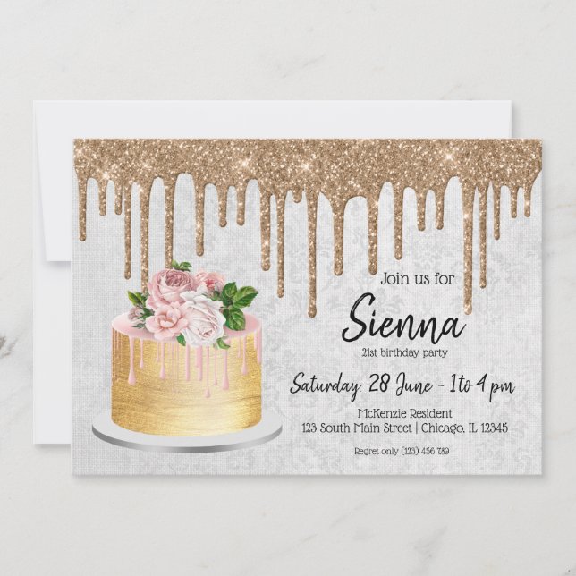 Invitation Boites de gâteau Mariage d'anniversaire (Devant)