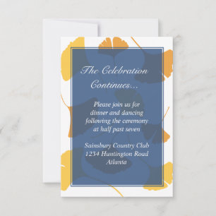 Invitation Boîtier bleu mariage feuille de ginkgo en panne