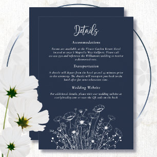 Invitation Boîtier de détails floral bleu marine