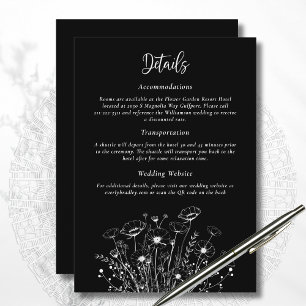 Invitation Boîtier de détails floral noir blanc élégant Scrip