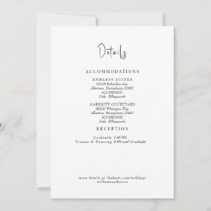 Invitation Boîtier Détails du Mariage blanc