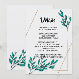 Invitation Boîtier Feuille à huile d'or floral vert