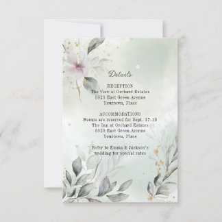 Invitation Boîtier Mariage vert et or Insertion