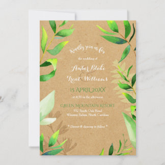 Invitation Boîtier rustique Mariage de verdure