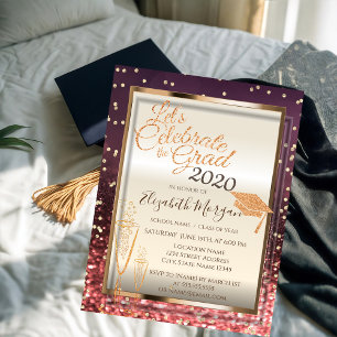 Invitation Bokeh, Bac de Parties scintillant, Diplôme en Verr