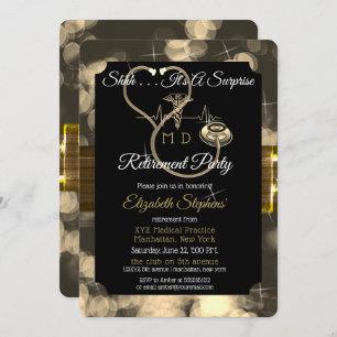 Invitation Bokeh Doctor Stethoscope Surprise Retirement Party