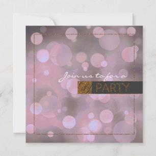 Invitation Bokeh Glam Violet Gris & Or Fête d'anniversaire