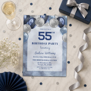 Invitation Bokeh Lights 55e Glitter Ballons Fête d'Anniversai