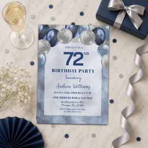 Invitation Bokeh Lights 72e Glitter Balloons Fête d'anniversa