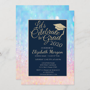 Invitation Bokeh Ombre Parties scintillant Graduation Cap Gra