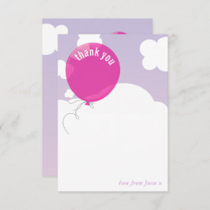 Invitation BOLD BALLOON merci note ciel violet rose