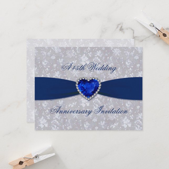 Invitation Bold Damask 45e Anniversaire 4,25x5,5 (Devant/Arrière en situation)