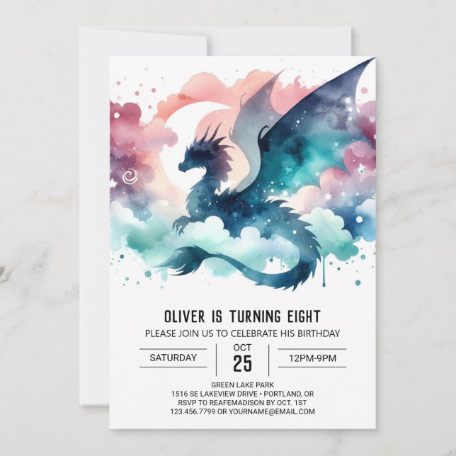 Invitation Bold Dragon Birthday Personnalisable (Devant)