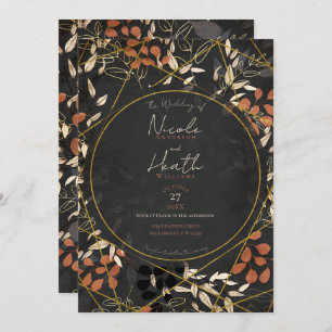 Invitation Bold Fall Floral Terracotta Gris Mariage Or