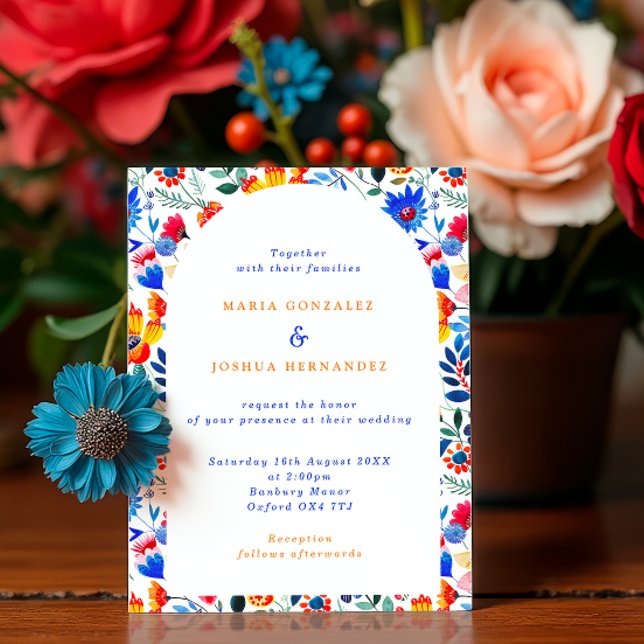 Invitation Bold Floral Folk Fiesta Wedding  (Créateur téléchargé)