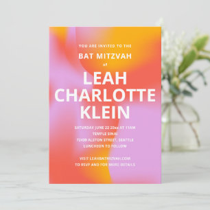 Invitation Bold Gradient Lavande Orange Cool Bar Mitzvah