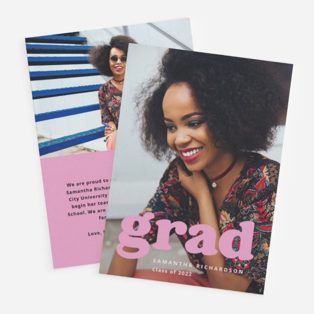 Invitation Bold graduate | Deux fois Photo 2022 Graduation (Créateur téléchargé)