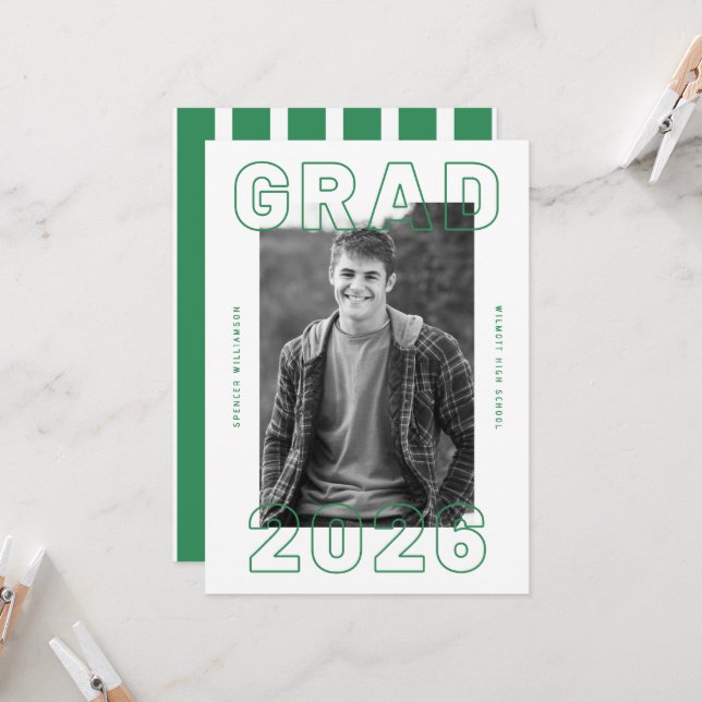 Invitation Bold Graduation Photo Card | Custom Announcement (Devant/Arrière en situation)