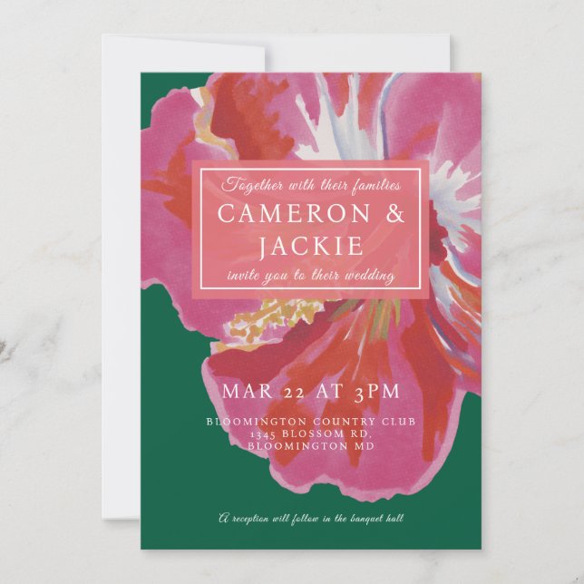 Invitation Bold Hibiscus Tropical Wedding  (Devant)