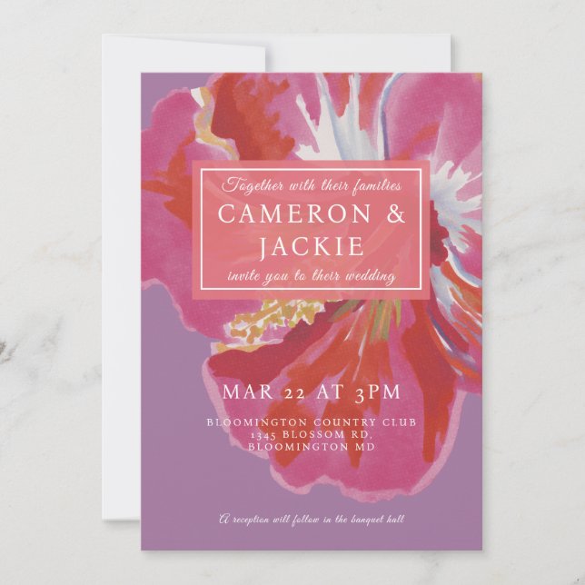 Invitation Bold Hibiscus Tropical Wedding  (Devant)