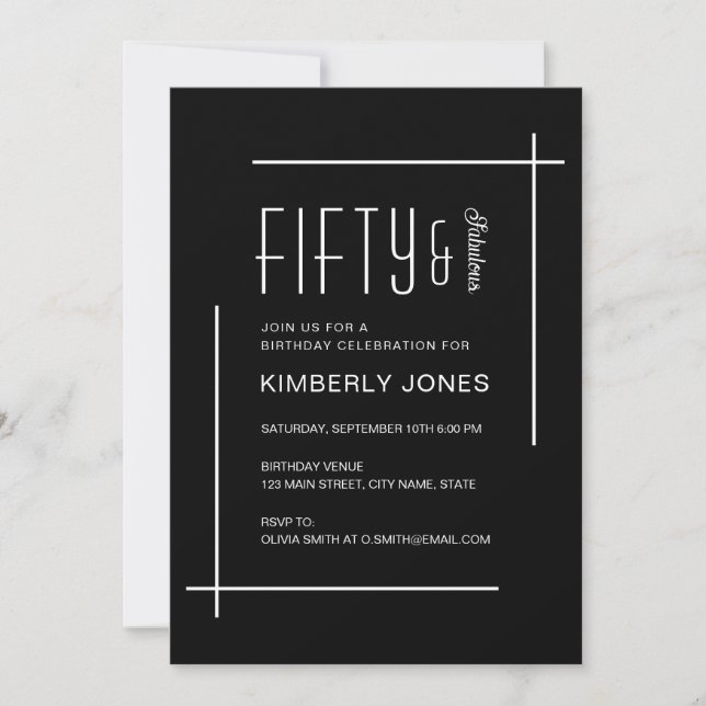 Invitation Bold Modern Fifty & Fabulous 50th Birthday Party (Devant)
