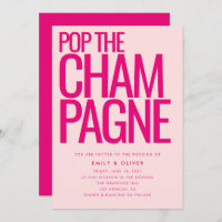Bold Neon Pink Pop the Champagne Mariage moderne