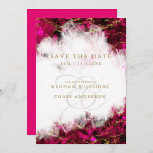 Invitation Bold Pink Tourmaline et Crystal Enregistrer la dat