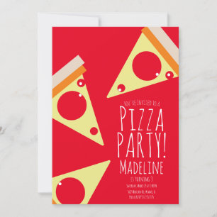 Invitation Bold Pizza Anniversaire Restaurant de fête Rouge