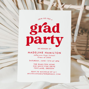 Invitation Bold Red Typography Graduation Party