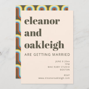 Invitation Bold Retro 60s les années 70 Aesthétique Mariage v