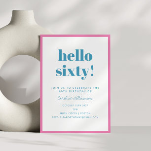 Invitation Bold Rose Turquoise Bleu Moderne 60e anniversaire