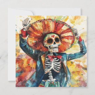 Invitation Bold Skeleton Art Day of Dead