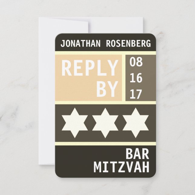Invitation Bold Star of David Bar Mitzvah RSVP Réponse (Devant)
