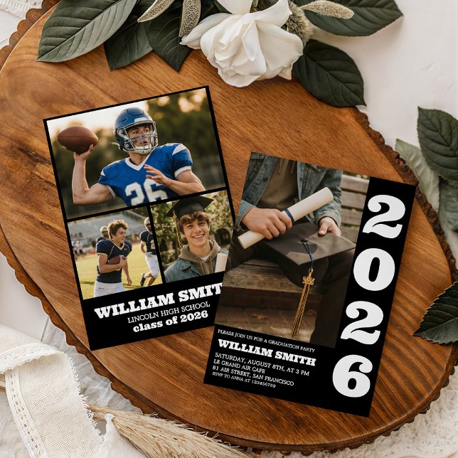 Invitation Bold Typography Photo Graduation Invite (Créateur téléchargé)