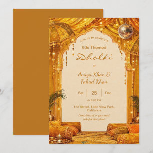 Invitation Bollywood Jaune Soirée Dholki Desi Sangeet 90s