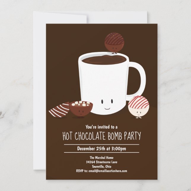 Invitation Bombe Chocolée Chaude Fête de cacao Chaud (Devant)