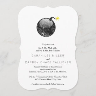 Invitation Bombe de style Letterpress de dessin animé