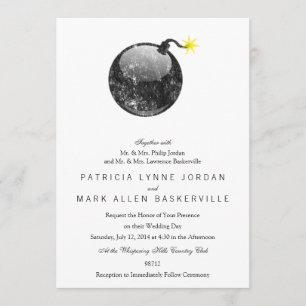 Invitation Bombe de style Letterpress de dessin animé