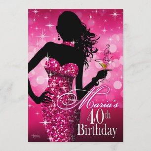 Invitation Bombshell Sparkle 40e anniversaire  fuschia le 13