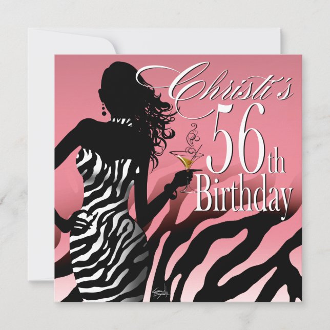 Invitation Bombshell Zebra 56e fête d'anniversaire surprise r (Devant)