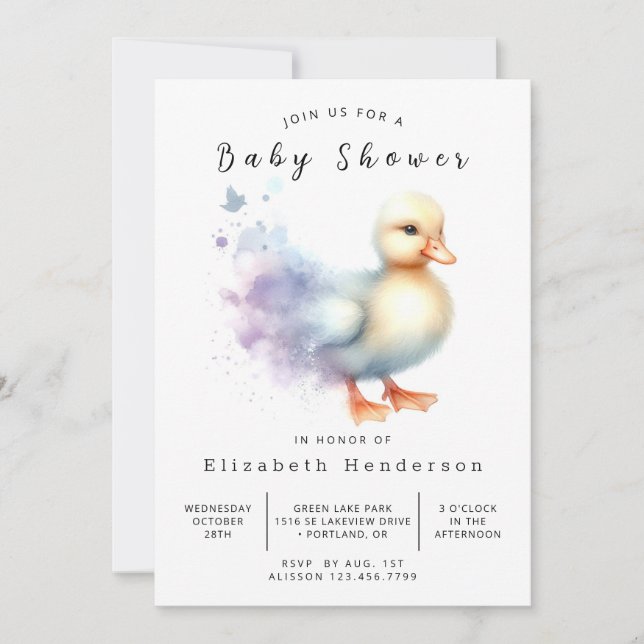 Invitation Bon Baby shower de canard numérique (Devant)