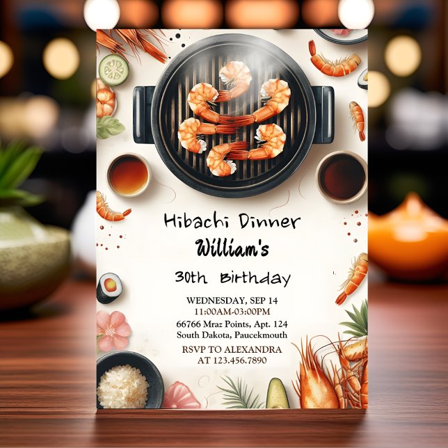 Invitation Bon Chef Bbq Japonais Sushi Hibachi 50e anniversai (Créateur téléchargé)