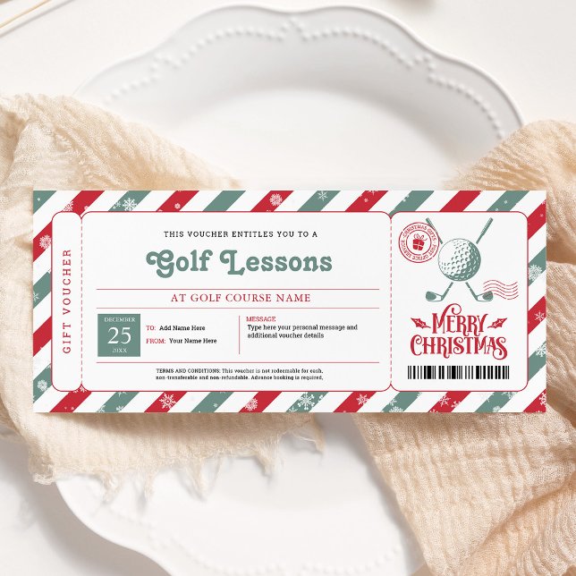Invitation Bon de cadeau de leçon de golf de Noël (Créateur téléchargé)