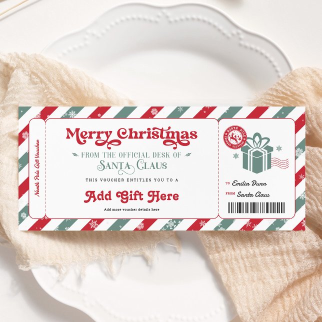 Invitation Bon de cadeau de Noël du Pôle Nord Santa (Créateur téléchargé)