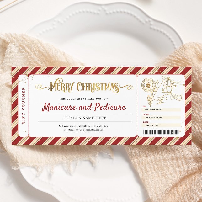 Invitation Bon de cadeau de Noël pour manucure et pédicure (Créateur téléchargé)