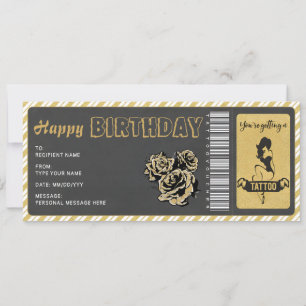 Invitation Bon de Cadeau de Tatouage Personnalisé