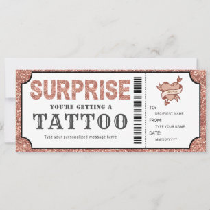 Invitation Bon de cadeau de tatouage personnalisé en or rose